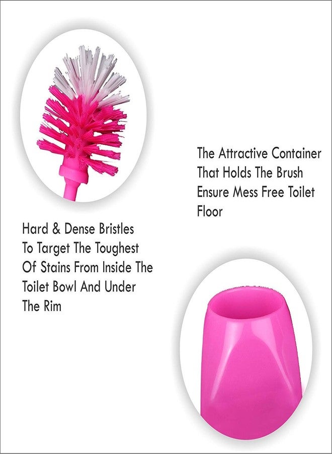 Vararo Western Round Toilet Brush with Holder Set,Toilet Bowl Scrubbing Brush, Wall Mountable/Floor Standing, Polypropylene Strong Bristle Brush for Easy Cleaning (Random Colours, Large) - Set of 2 - Image 2